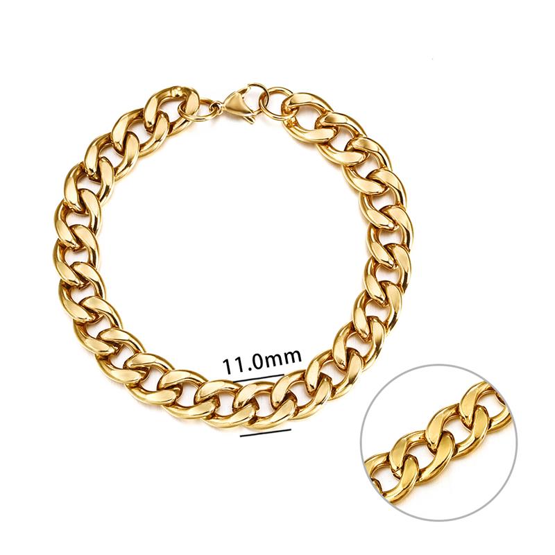 Jiayiqi 3-11 Mm Men Chain Bracelet Stainless Steel Curb Cuban Link Bangle For Male Women Hiphop