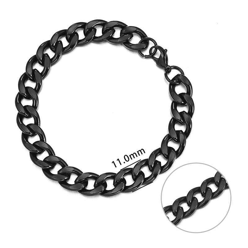 Jiayiqi 3-11 Mm Men Chain Bracelet Stainless Steel Curb Cuban Link Bangle For Male Women Hiphop