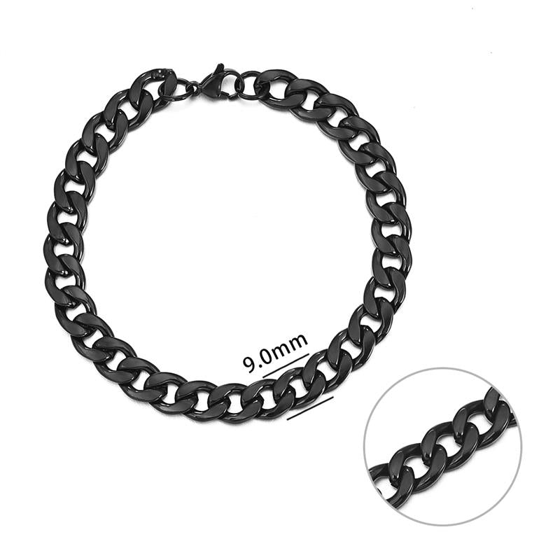 Jiayiqi 3-11 Mm Men Chain Bracelet Stainless Steel Curb Cuban Link Bangle For Male Women Hiphop