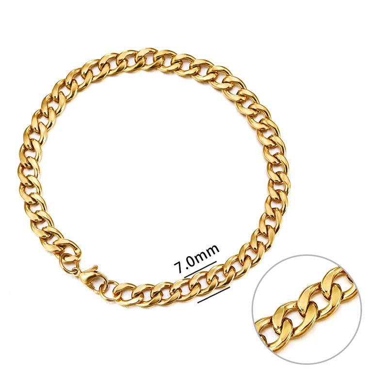 Jiayiqi 3-11 Mm Men Chain Bracelet Stainless Steel Curb Cuban Link Bangle For Male Women Hiphop
