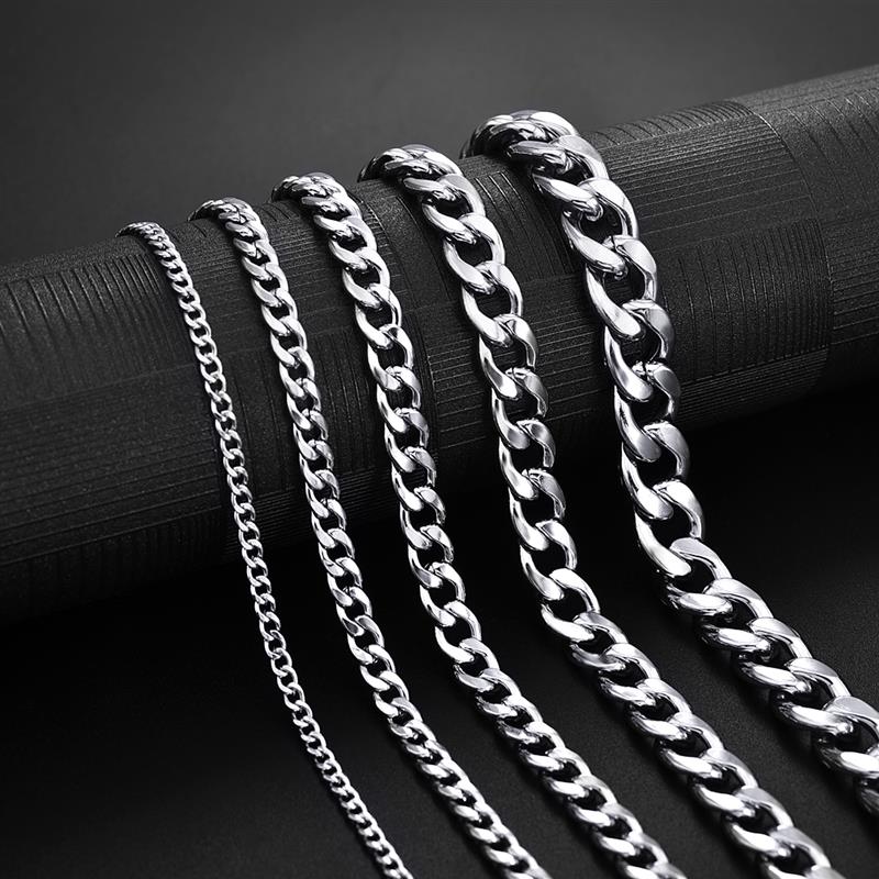 Jiayiqi 3-11 Mm Men Chain Bracelet Stainless Steel Curb Cuban Link Bangle For Male Women Hiphop