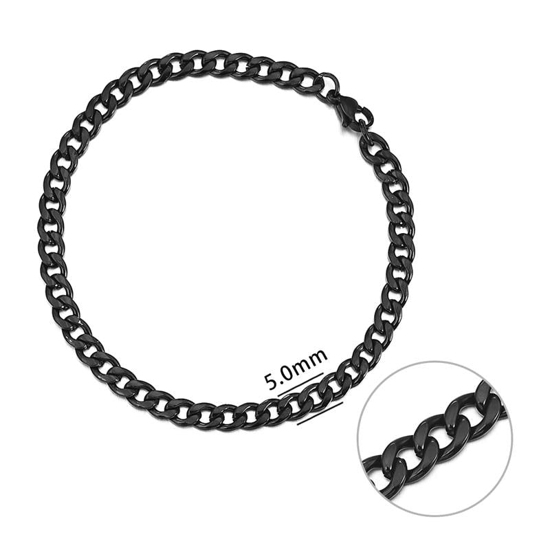 Jiayiqi 3-11 Mm Men Chain Bracelet Stainless Steel Curb Cuban Link Bangle For Male Women Hiphop