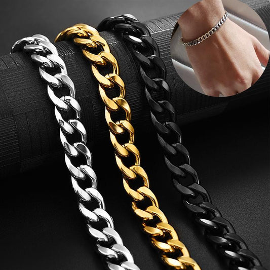 Jiayiqi 3-11 Mm Men Chain Bracelet Stainless Steel Curb Cuban Link Bangle For Male Women Hiphop