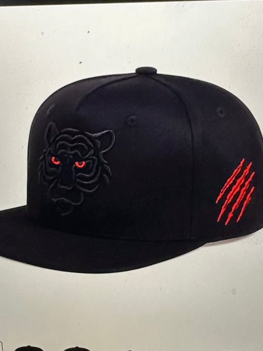 Cotton Black Tiger Embroidery Baseball Cap Cloths